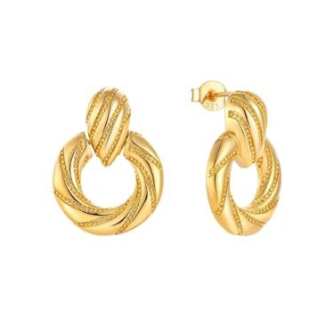 Imagem de Brincos de gancho para adultos prata com revestimento de ouro, 1 par, extra large, Prata, Sem pedra preciosa