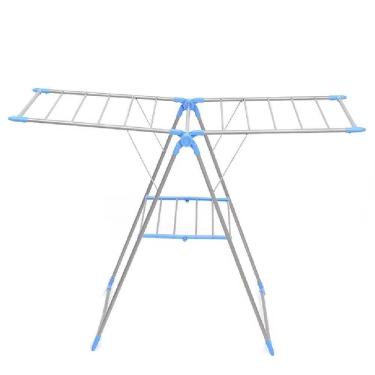 Imagem de Varal De Chão 2 Andares Dobravel Compacto Portatil Multiuso Lavanderia Apartamento Articulado Seca Roupas Sapatos