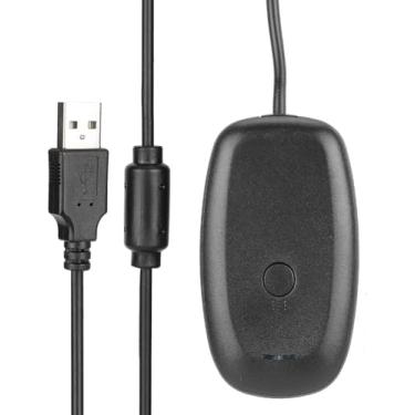 Imagem de Adaptador receptor de jogos USB sem fio para controle Xbox 360, compatível com Windows 11/10/8/7 PC, Plug & Play, suporta até 4 controladores, preto