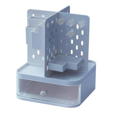 Imagem de YWJLQH Organizador de mesa com gaveta pegboard organizador de maquiagem recipiente organização rack de armazenamento para sala de aula escola quarto, Azul