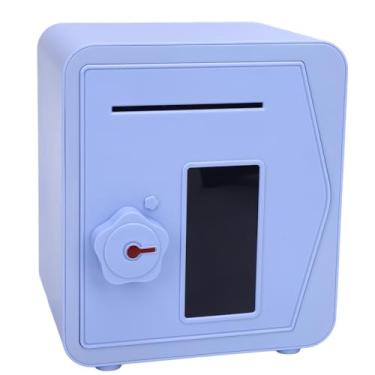 Imagem de Cofrinho, tela LCD sensível ao toque, grande capacidade, saque automático, caixa de poupança de dinheiro, alimentado por bateria, plástico resistente, seguro para crianças (Azul)