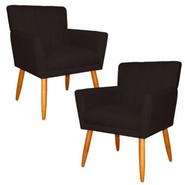 Imagem de Kit 2 Poltronas Decorativa para Sala de Estar Cecília Suede Marrom - M