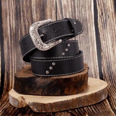 Imagem de Cinto Country Feminino Couro Estilo Rodeio Western com Rebites - Pampa