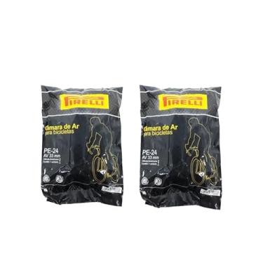 Imagem de Par Câmaras De Ar Compatível Para Bicicleta Elétrica Aro 24 Pirelli Bico Grosso 33mm.