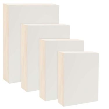 Imagem de Placa Gesso Da Vinci Pro Resist-Grip com textura grossa, 4 retângulos pequenos variados, quadros de arte de 5 cm de profundidade para pintura, polímero acrílico branco com areia de quartzo, painel MDF