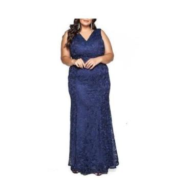 Imagem de Vestido Madrinha Plus Size Renda Festa Civil Longo Civil - ShoopWeb, X