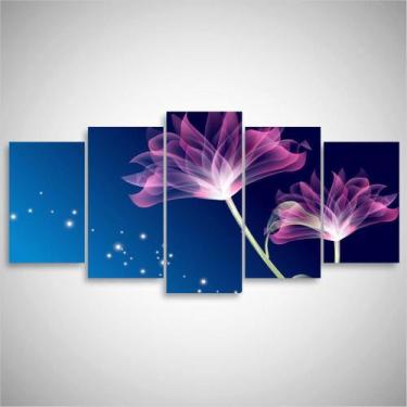 Imagem de Quadro decorativo Flor Arte Mosaico 5 Peças Para Quarto Sala - Wall fr