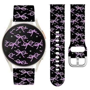Imagem de Watbro Pulseira de relógio Bowknot compatível com Samsung Galaxy Watch 7/FE/6/5/4 com pingentes, pulseira esportiva de silicone macio de 20 mm para relógio inteligente Vivoactive 5/Vivoactive 3