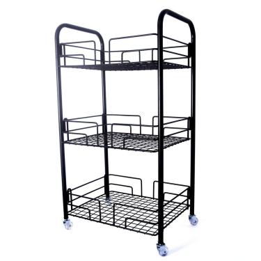 Imagem de Fruteira 3 Andares Piso Chão Aramada Preto Black Jomer 2434