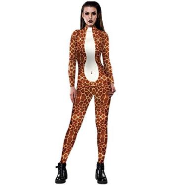Imagem de JJEUWE Fantasia feminina de Halloween cosplay body 3D skinny stretch fantasia GG