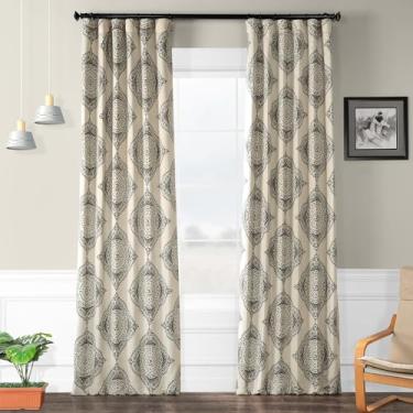 Imagem de HPD Half Price Drapes Cortinas de escurecimento de ambiente impressas para quarto, sala de estar 127 x 213, BOCH-KC27B-84 (1 painel) Henna Preto