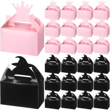 Imagem de Fullhawl 24 peças de lembrancinhas de festa de bruxa, rosa e preta, caixa de presente com alça de princesa, pacote de presente para convidados de aniversário