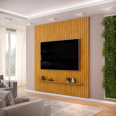 Imagem de Painel para TV até 75 Polegadas Ripado dj Móveis Trento 250 Cedro