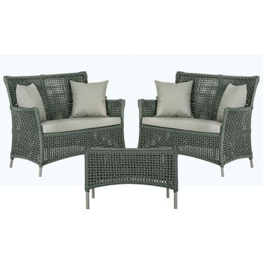 Imagem de 2 Sofás E Mesa Igapó Alumínio Fendi Corda Náutica E3 Trama Verde