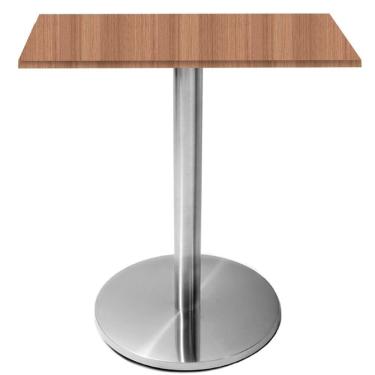 Imagem de Mesa Beta Inox 75 Cm altura Disco Redondo Tampo Mdp Quadrado 60 Cm Largura X 2,50 Cm Altura Naturalle