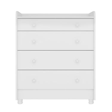 Imagem de Cômoda Infantil 4 Gavetas Doce Sonho com Trocador e Pés - Qmovi Branco