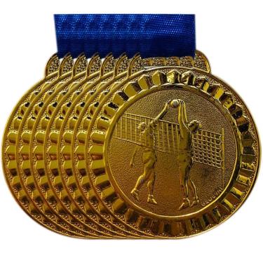 Imagem de Kit Medalhas 20 Unidades Esportivas Futebol Honra 4,5cm Ouro Modelos: vôlei