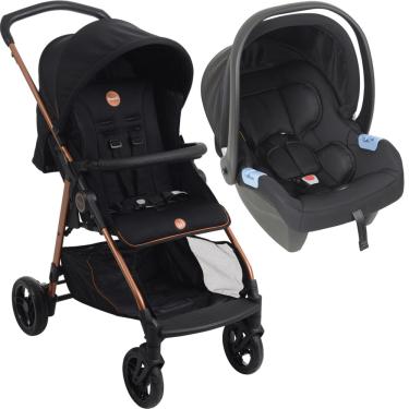 Imagem de Carrinho de Bebe Burigotto Lui Preto Cobre com Bebe Conforto