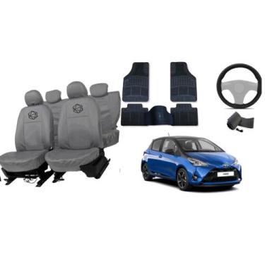 Imagem de Conjunto capa couro cinza Yaris completo e bonito - ferro tech br