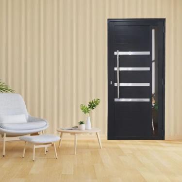 Imagem de Porta Lambril de Alumínio 210 X 80cm com Puxador Friso e Visor Linha 30 Lado Direito