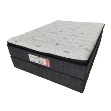 Imagem de Conjunto Box Casal King Size Amsterdã Molas Ensacadas com Espuma D33 1,93x2,03x0,72 Cinza