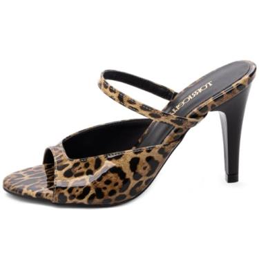 Imagem de EMILY ONLINE, Sandália Tamanco Feminino Salto Alto Fino Femino Animal Print Onça 9 cm (Onça, BR, Adulto, Numérico, 34)