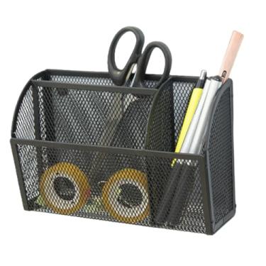 Imagem de Porta-lápis magnético, organizador de armário de malha de 3 grades, cesta magnética para economia de espaço para geladeira, casa, escola e escritório, cesta, porta-lápis