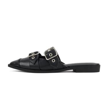 Imagem de Soda Usual ~ Mule feminino bico fino sem cadarço com tiras de fivela, Poliuretano preto, 35