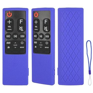 Imagem de Capa de silicone para controle remoto compatível com LG AKB75595331 AKB75595321 AKB75595401 AKB75595361 Soundbar Remote Capa protetora à prova de choque com cordão (azul)
