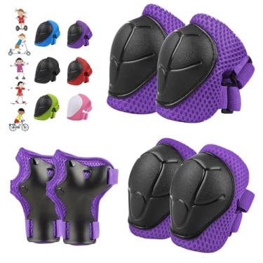 Imagem de WayEee Conjunto De 6 Equipamentos De Proteção Infantil, Joelheiras Para Crianças De 3 A 10 Anos, Cotoveleiras Para Bebês, Protetores De Pulso, Patinação, Ciclismo, Bicicleta, Patins, Scooter, Materi