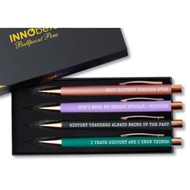 Imagem de InnoBeta Conjunto de 4 canetas esferográficas, presentes engraçados para professores de história, aniversário, Natal - Best History Teacher Ever