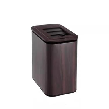 Imagem de Lixeira Lixeira com sensor inteligente estilo chinês, clipe elétrico doméstico, vaso sanitário estreito, banheiro, cozinha, sala de estar, quarto, lixeira de grãos de madeira Lixeira(Brown,6L)