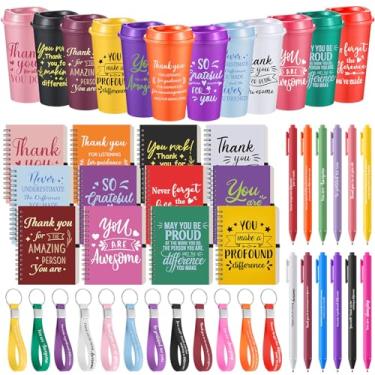 Imagem de Skylety Conjunto de 12 presentes de agradecimento de funcionários a granel Thank You Conjunto de presentes inspiradores 473 ml xícaras de café com porta-chaves de caneta de agradecimento para equipe