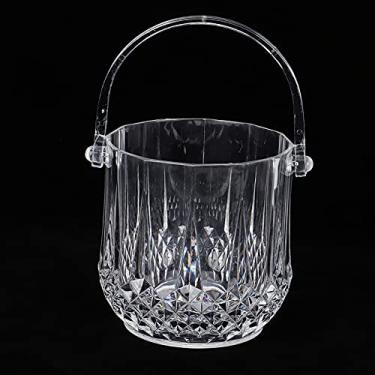 Imagem de Balde de Gelo de Plástico, Acrílico Cristal Ouvido Duplo Ice Balde Casa Diamante Doméstico 1.8l Transparentes Bar Ktv Transparente Com Alça Transporte Bebidas Cerveja Vinho Refrigerador para (#1)