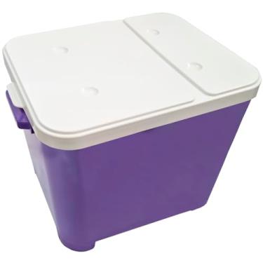 Imagem de Container Caixa Organizadora de Plástico com Tampa, Roxo e Branco, Empilhável, para Armazenamento 15 KG Furacao