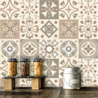 Imagem de Kit 6 Rolos Adesivo de Azulejo Hidráulico em Tons de Bege - Inove Papé