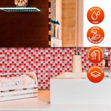 Imagem de Revestimento Pastilhas de Vidro em tons de Vermelho 250 - Inove Papéis