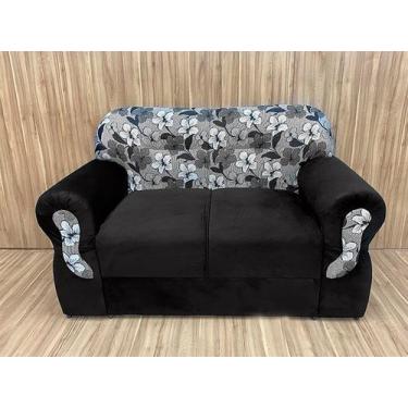 Imagem de Sofás 2 Lugares Encanto Beleza e Praticidade - Alpoim, Preto C/Floral