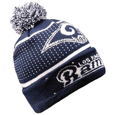 Imagem de Gorro de tricô com logotipo grande NFL Los Angeles Rams unissex 2018 logotipo grande 2018 gorro iluminado de malha, cor do time, tamanho único