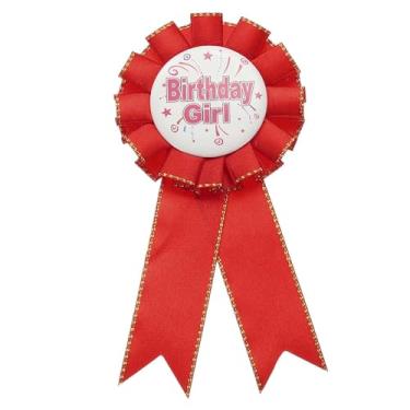 Imagem de PATIKIL Fita de aniversário, 15 x 7 cm, alfinete, tecido, aniversário, menina, para festas, adultos, mulheres, decorações de festa, celebração, acessório, presente, vermelho
