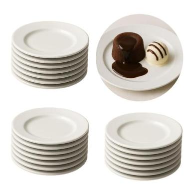 Imagem de Jogo 24 Prato De Sobremesa Em Melamina 18cm Branco Raso - STORE SHARK