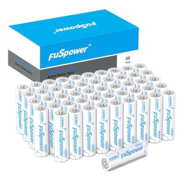 Imagem de Fuspower Baterias duplas A tamanho AA baterias resistentes, pacote com 50 pilhas AA de 1,5 V para relógio, controles remotos, detector de fumaça