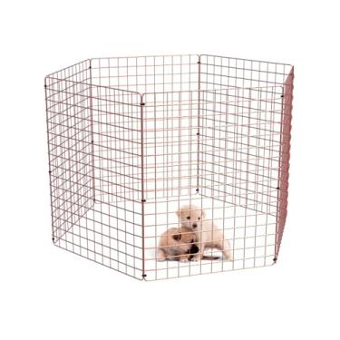 Imagem de Cercado Móvel Pet Grande Dobrável para Cachorros Pequeno e Médio Porte Coelho 80cm Altura Cercadinho Articulado Portátil (ROSE, 6 TELAS)
