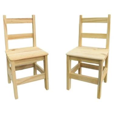 Imagem de Kit 2 Cadeiras Infantis Madeira Maciça Pinus Natural Criança Refeição 