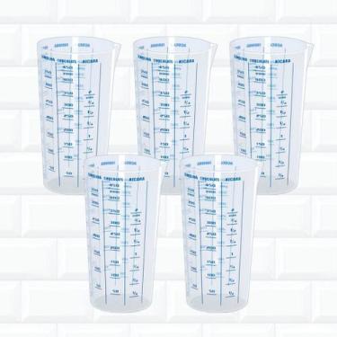 Imagem de Kit 5 Copos Medidas Graduado 500 Ml 0,5L Medidor Xícara Óleo - Injetem