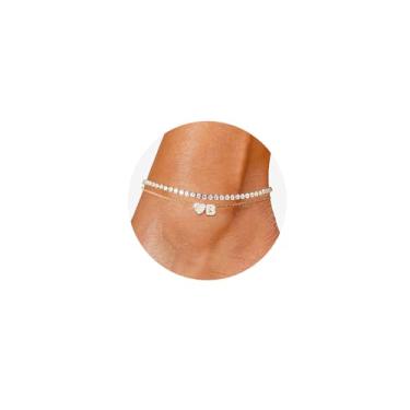 Imagem de CIOMY Tornozeleiras femininas com inicial dourada banhada a ouro 14 K, zircônia cúbica, coração, tornozeleira, impermeável, ajustável, inicial, tornozeleira, grande, verão, praia, pé, joia, 10.5Inch