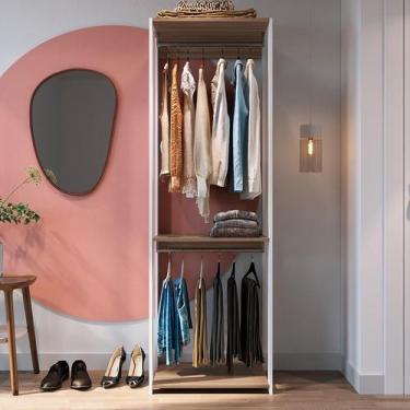 Imagem de Guarda-Roupa Closet Merlin com Cabideiro Branco e Montana - Prodecor