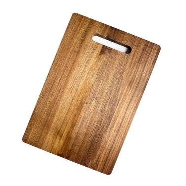 Imagem de Tábuas de corte de madeira de acácia para cozinha, tábua de corte de madeira com orifício para pendurar, tábua de cortar grossa, bandejas de servir carne, frutas, vegetais, pão, queijo (33 cm C x 21