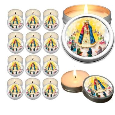 Imagem de 10 Velas Aromaticas Lembrancinhas Virgem Maria na Latinha Decoração Ca