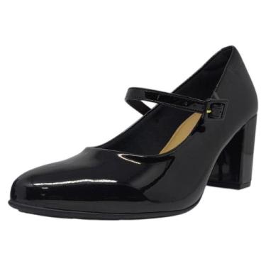 Imagem de Sapato Feminino Boneca Salto Médio Conforto Estilo Modare, Preto verni